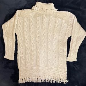 Cable knit fringed tunic Sweater